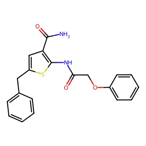5-Benzyl-2-[(2-phenoxyacetyl)amino]thiophene-3-carboxamide structure