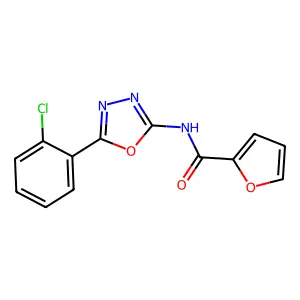 N-[5-(2-chlorophenyl)-1,3,4-oxadiazol-2-yl]furan-2-carboxamide structure