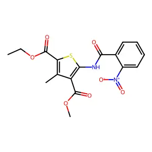 2-O-ethyl 4-O-methyl 3-methyl-5-[(2-nitrobenzoyl)amino]thiophene-2,4-dicarboxylate structure