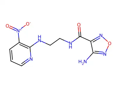 4-amino-N-[2-[(3-nitropyridin-2-yl)amino]ethyl]-1,2,5-oxadiazole-3-carboxamide structure