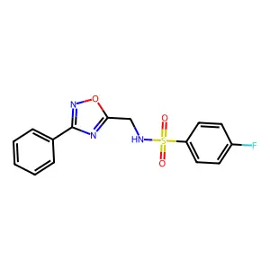 4-fluoro-N-[(3-phenyl-1,2,4-oxadiazol-5-yl)methyl]benzenesulfonamide structure