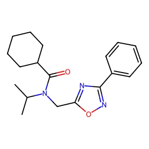 N-[(3-phenyl-1,2,4-oxadiazol-5-yl)methyl]-N-propan-2-ylcyclohexanecarboxamide structure