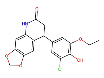 8-(3-chloro-5-ethoxy-4-hydroxyphenyl)-7,8-dihydro-5H-[1,3]dioxolo[4,5-g]quinolin-6-one structure