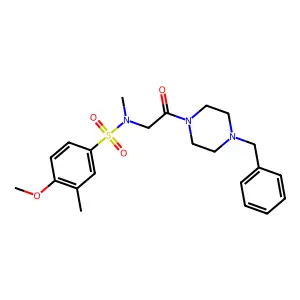 N-[2-(4-benzylpiperazin-1-yl)-2-oxoethyl]-4-methoxy-N,3-dimethylbenzenesulfonamide structure