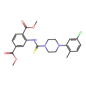dimethyl 2-({[4-(5-chloro-2-methylphenyl)-1-piperazinyl]carbonothioyl}amino)terephthalate structure