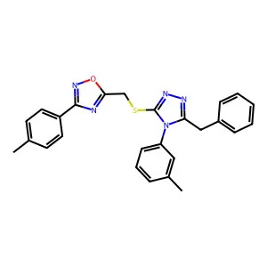 5-({[5-benzyl-4-(3-methylphenyl)-4H-1,2,4-triazol-3-yl]thio}methyl)-3-(4-methylphenyl)-1,2,4-oxadiazole structure