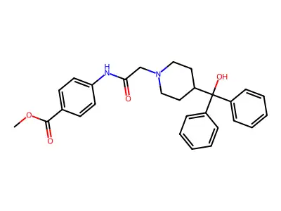 Methyl 4-{2-[4-(hydroxydiphenylmethyl)piperidyl]acetylamino}benzoate structure