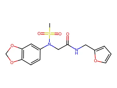 2-[1,3-benzodioxol-5-yl(methylsulfonyl)amino]-N-(furan-2-ylmethyl)acetamide structure