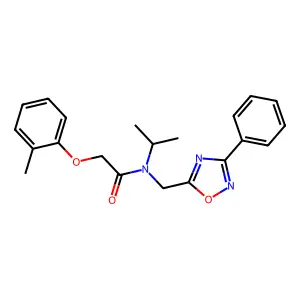 2-(2-methylphenoxy)-N-[(3-phenyl-1,2,4-oxadiazol-5-yl)methyl]-N-propan-2-ylacetamide structure