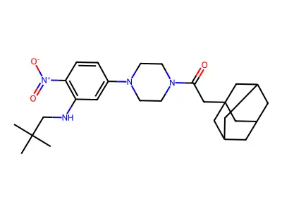 2-(1-adamantyl)-1-[4-[3-(2,2-dimethylpropylamino)-4-nitrophenyl]piperazin-1-yl]ethanone structure