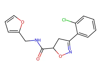 3-(2-chlorophenyl)-N-(furan-2-ylmethyl)-4,5-dihydro-1,2-oxazole-5-carboxamide structure