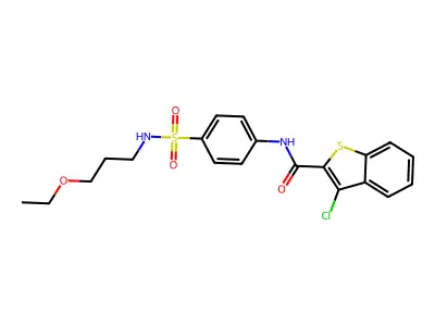 3-chloro-N-[4-(3-ethoxypropylsulfamoyl)phenyl]-1-benzothiophene-2-carboxamide structure