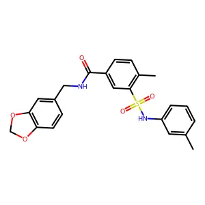 N-(1,3-benzodioxol-5-ylmethyl)-4-methyl-3-[(3-methylphenyl)sulfamoyl]benzamide structure