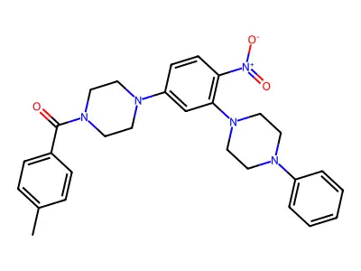 (4-methylphenyl)-[4-[4-nitro-3-(4-phenylpiperazin-1-yl)phenyl]piperazin-1-yl]methanone structure