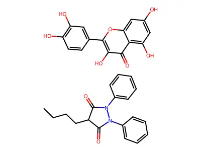 3,5-Pyrazolidinedione, 4-butyl-1,2-diphenyl-, mixt. with 2- (3,4-dihydroxyphenyl)-3,5,7-trihydroxy-4H-1-benzopyran-4-one structure