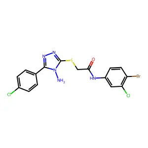2-[[4-amino-5-(4-chlorophenyl)-1,2,4-triazol-3-yl]sulfanyl]-N-(4-bromo-3-chlorophenyl)acetamide structure