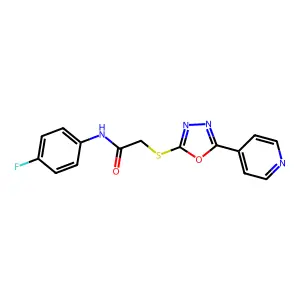 N-(4-fluorophenyl)-2-{[5-(pyridin-4-yl)-1,3,4-oxadiazol-2-yl]sulfanyl}acetamide structure