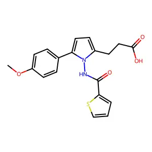 3-{5-(4-methoxyphenyl)-1-[(thiophen-2-ylcarbonyl)amino]-1H-pyrrol-2-yl}propanoic acid structure