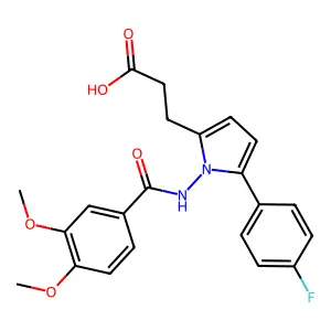 3-[1-[(3,4-dimethoxybenzoyl)amino]-5-(4-fluorophenyl)pyrrol-2-yl]propanoic Acid structure