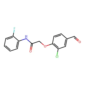 2-(2-chloro-4-formylphenoxy)-N-(2-fluorophenyl)acetamide structure