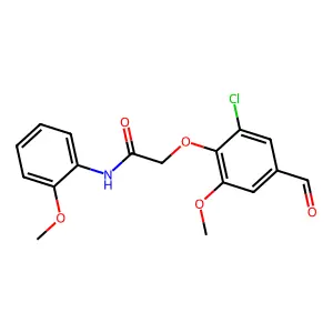 2-(2-chloro-4-formyl-6-methoxyphenoxy)-N-(2-methoxyphenyl)acetamide structure