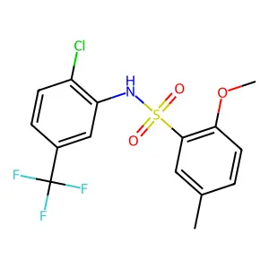 N-[2-chloro-5-(trifluoromethyl)phenyl]-2-methoxy-5-methylbenzenesulfonamide structure