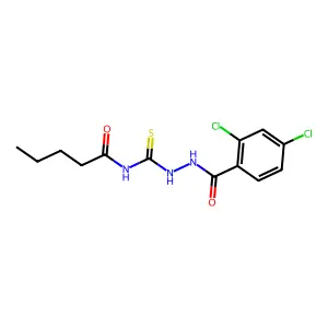 N-{[2-(2,4-dichlorobenzoyl)hydrazino]carbonothioyl}pentanamide structure