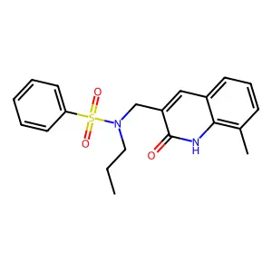 N-[(8-methyl-2-oxo-1H-quinolin-3-yl)methyl]-N-propylbenzenesulfonamide structure