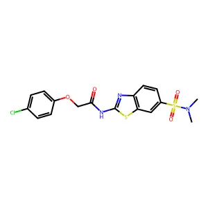 2-(4-chlorophenoxy)-N-[6-(dimethylsulfamoyl)-1,3-benzothiazol-2-yl]acetamide structure