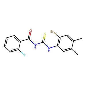 N-[(2-bromo-4,5-dimethylphenyl)carbamothioyl]-2-fluorobenzamide structure