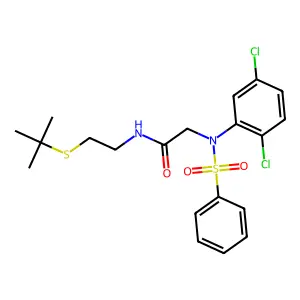 2-[N-(benzenesulfonyl)-2,5-dichloroanilino]-N-(2-tert-butylsulfanylethyl)acetamide structure