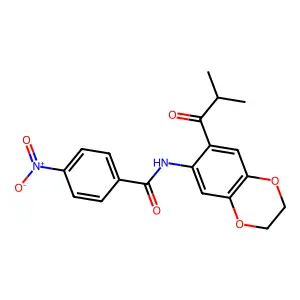 N-[7-(2-methylpropanoyl)-2,3-dihydro-1,4-benzodioxin-6-yl]-4-nitrobenzamide structure