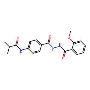N-[4-[[(2-methoxybenzoyl)amino]carbamoyl]phenyl]-2-methylpropanamide structure