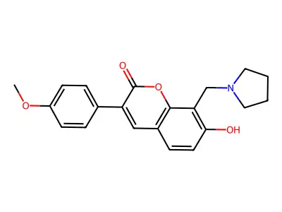 7-hydroxy-3-(4-methoxyphenyl)-8-(pyrrolidin-1-ylmethyl)-2H-chromen-2-one structure
