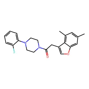 2-(4,6-Dimethylbenzofuran-3-yl)-1-(4-(2-fluorophenyl)piperazin-1-yl)ethanone structure