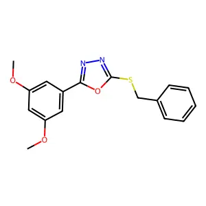 2-(Benzylsulfanyl)-5-(3,5-dimethoxyphenyl)-1,3,4-oxadiazole structure