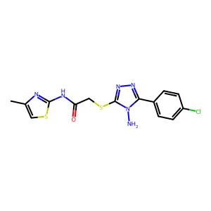 2-[[4-amino-5-(4-chlorophenyl)-1,2,4-triazol-3-yl]sulfanyl]-N-(4-methyl-1,3-thiazol-2-yl)acetamide structure
