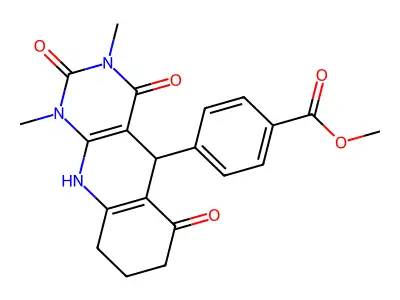 methyl 4-(1,3-dimethyl-2,4,6-trioxo-1,2,3,4,5,6,7,8,9,10-decahydropyrimido[4,5-b]quinolin-5-yl)benzoate structure