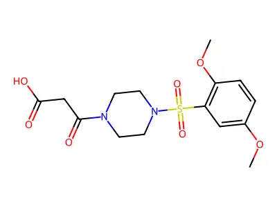 3-(4-((2,5-Dimethoxyphenyl)sulfonyl)piperazin-1-yl)-3-oxopropanoic acid structure
