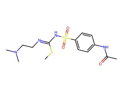 Carbamimidothioic acid, N'-((4-(acetylamino)phenyl)sulfonyl)-N-((2-dimethylamino)ethyl)-, methyl ester structure
