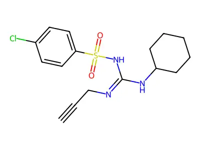 Benzenesulfonamide, 4-chloro-N-((cyclohexylamino)(2-propynylamino)methylene)- structure