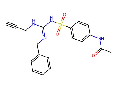 Acetamide, N-(4-(((((phenylmethyl)amino)(2-propynylamino)methylene)amino)sulfonyl)phenyl)- structure