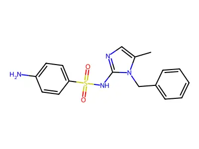 Benzenesulfonamide, 4-amino-N-(5-methyl-1-(phenylmethyl)-1H-imidazol-2-yl)- structure
