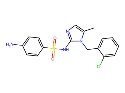p-Aminobenzenesulfonylamino-2 o-chlorobenzyl-1 methyl-5 imidazole [French] structure