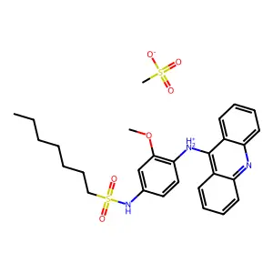 1-Heptanesulfonanilide, 4'-(9-acridinylamino)-3'-methoxy-, methanesulfonate structure