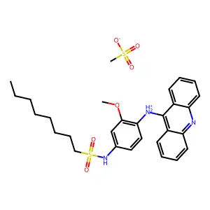 1-Octanesulfonanilide, 4'-(9-acridinylamino)-3'-methoxy-, methanesulfonate structure