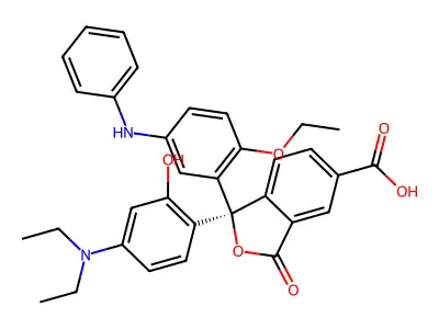 (1S)-1-(5-anilino-2-ethoxyphenyl)-1-[4-(diethylamino)-2-hydroxyphenyl]-3-oxo-2-benzofuran-5-carboxylic acid structure