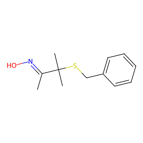 N-(3-benzylsulfanyl-3-methylbutan-2-ylidene)hydroxylamine structure