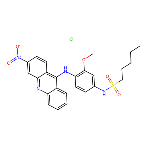 1-Pentanesulfonanilide, 3'-methoxy-4'-(3-nitro-9-acridinylamino)-, hydrochloride structure