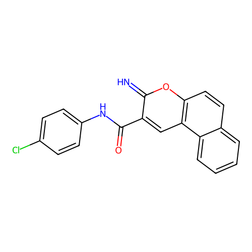 N-(4-chlorophenyl)-3-imino-3H-benzo[f]chromene-2-carboxamide structure